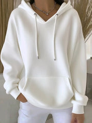 Sweat à capuche décontracté couleur pure pour femmes