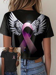 T-shirt imprimé de sensibilisation au cancer du sein chez la femme