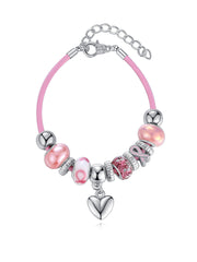 Bracelet perlé rose de conscience de cancer du sein des femmes