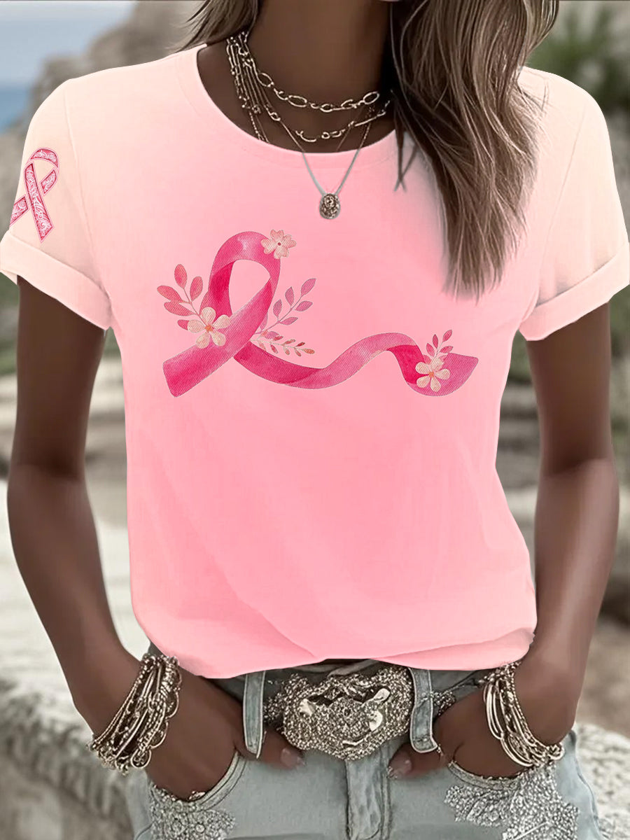 T-shirt imprimé du cancer du sein pour femmes