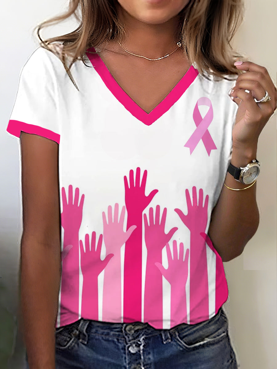 T-shirt à ruban rose pour femmes, sensibilisation au cancer du sein