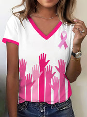 T-shirt à ruban rose pour femmes, sensibilisation au cancer du sein