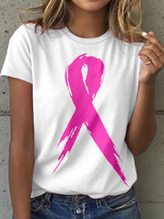 T-shirt à imprimé ruban rose pour femmes, sensibilisation au cancer du sein