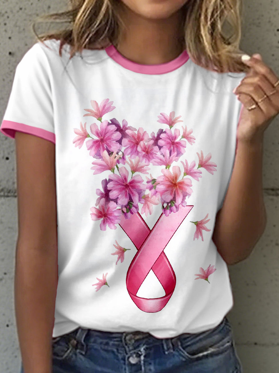 T-shirt à imprimé floral Women's Breast Cancer Awareness
