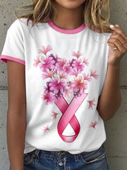 T-shirt à imprimé floral Women's Breast Cancer Awareness