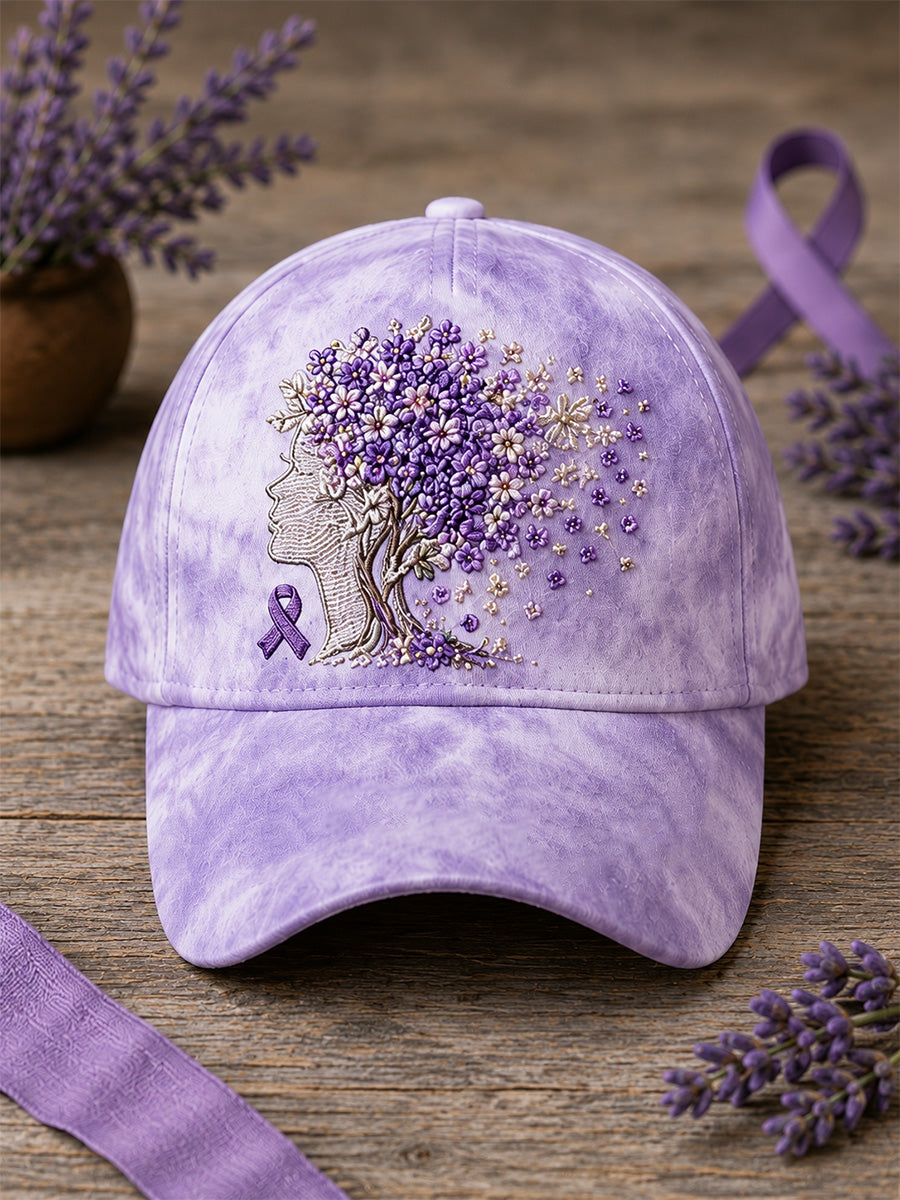 Chapeau de soutien unisexe violet imprimé floral Alzheimer