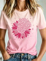 T-shirt imprimé de sensibilisation au cancer du sein chez la femme