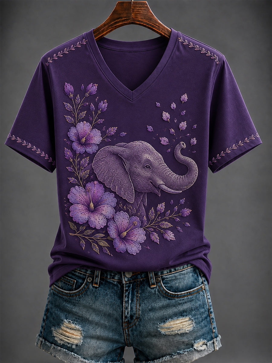 T-shirt à col en V imprimé Maladie d'Alzheimer pour femmes