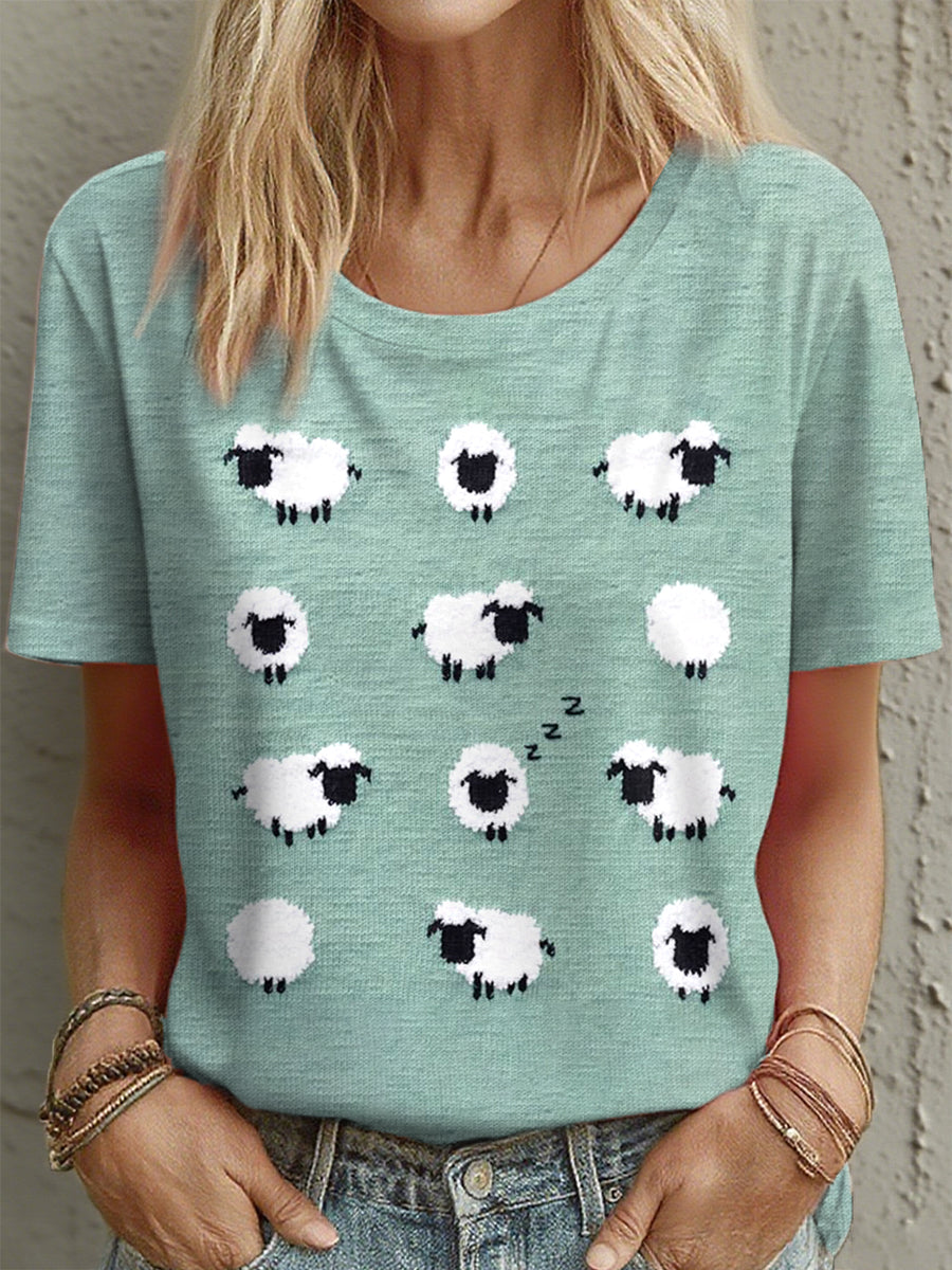 T-shirt mignon de modèle des moutons des femmes