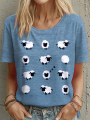 T-shirt mignon de modèle des moutons des femmes