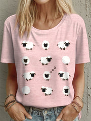 T-shirt mignon de modèle des moutons des femmes