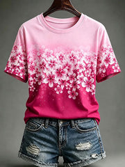 T-shirt à manches courtes avec motifs de sensibilisation au cancer du sein pour femmes