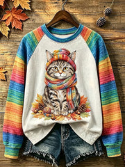 Le chat d'automne des femmes a imprimé le Sweatshirt