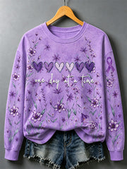 Sweatshirt Femme Violet Floral & Alzheimer Sensibilisation Soutien Imprimé