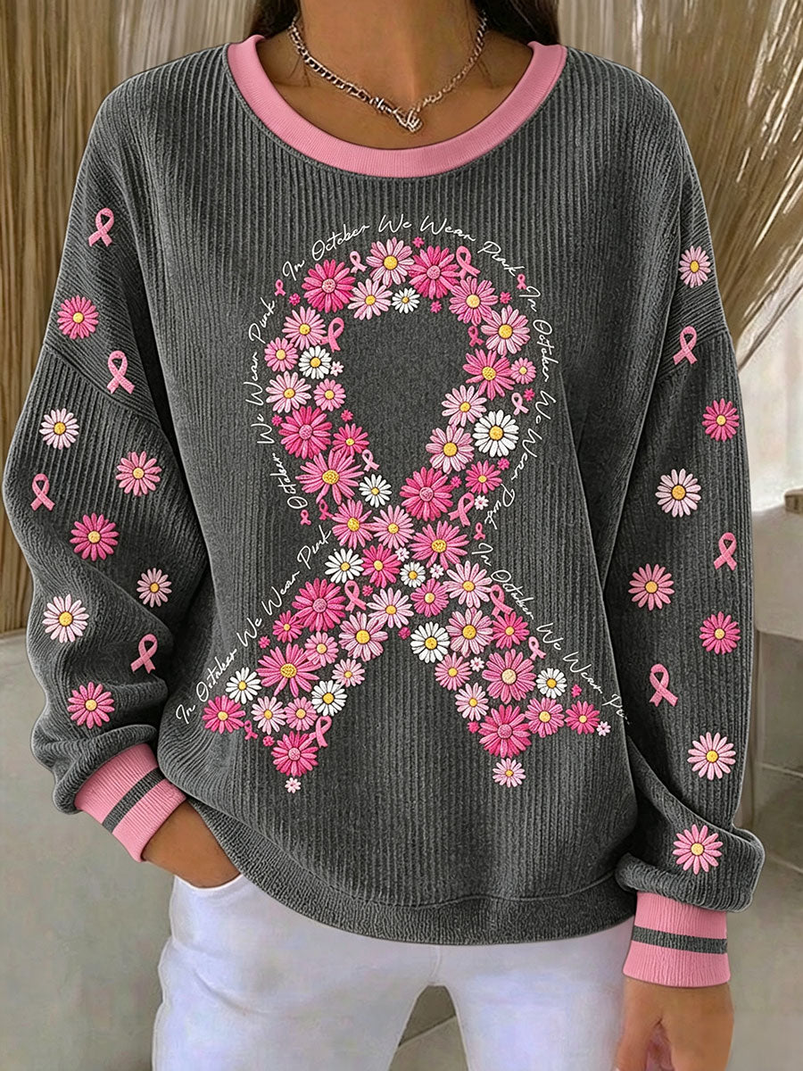 Sweatshirts de sensibilisation au cancer du sein "En octobre, nous portons du rose"