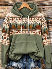 Sweat à capuche décontracté pour femme, motif paysage d’automne