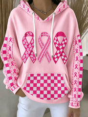 Sweat à capuche avec ruban rose de sensibilisation au cancer du sein chez la femme