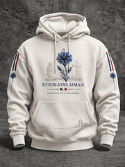 Sweat à capuche oversize imprimé «Armistice du 11 Novembre» pour homme, à épaules tombantes et avec poches