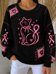 Sweat-shirt imprimé sur le thème du cancer du sein chez la femme