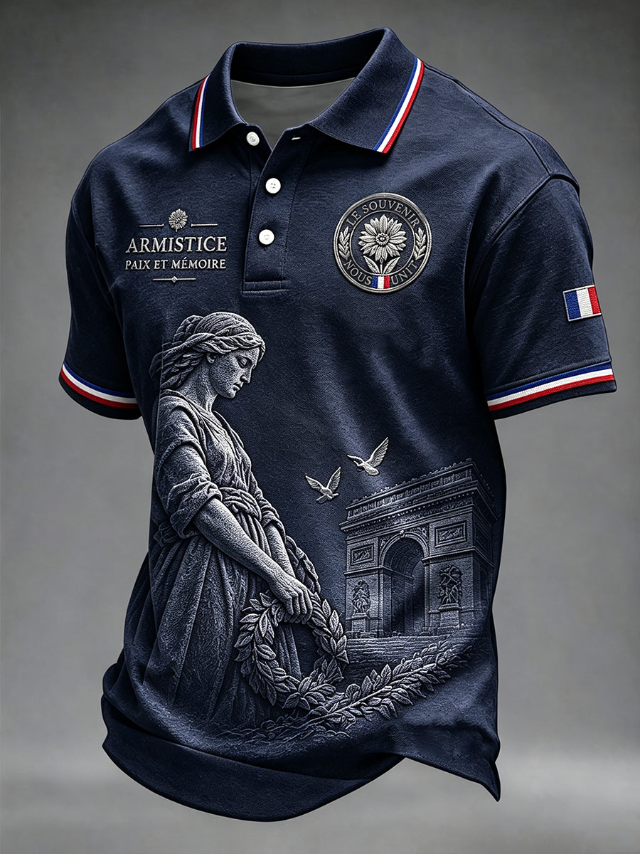 Chemise imprimée commémorative de la Journée de l'Armistice française pour hommes