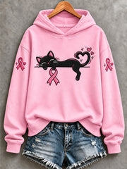 Sweat-shirt imprimé de soutien de sensibilisation au cancer du sein pour femmes