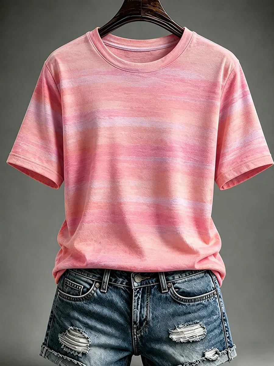 T-shirt rose pour femmes avec imprimé de sensibilisation au cancer du sein