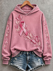 Sweat à capuche imprimé sur le thème du cancer du sein chez la femme
