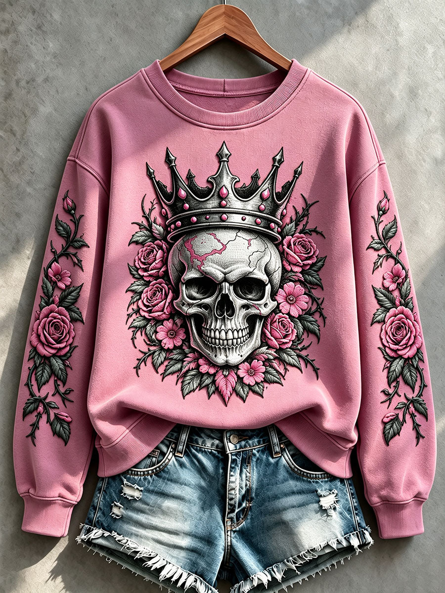 WWomen's Breast Cancer Awareness Gothic Skull Sweatshirts