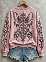 Women's Breast Cancer Awareness Gothic Butterfly Sweatshirts Femme