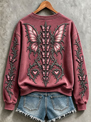Women's Breast Cancer Awareness Gothic Butterfly Sweatshirts Femme