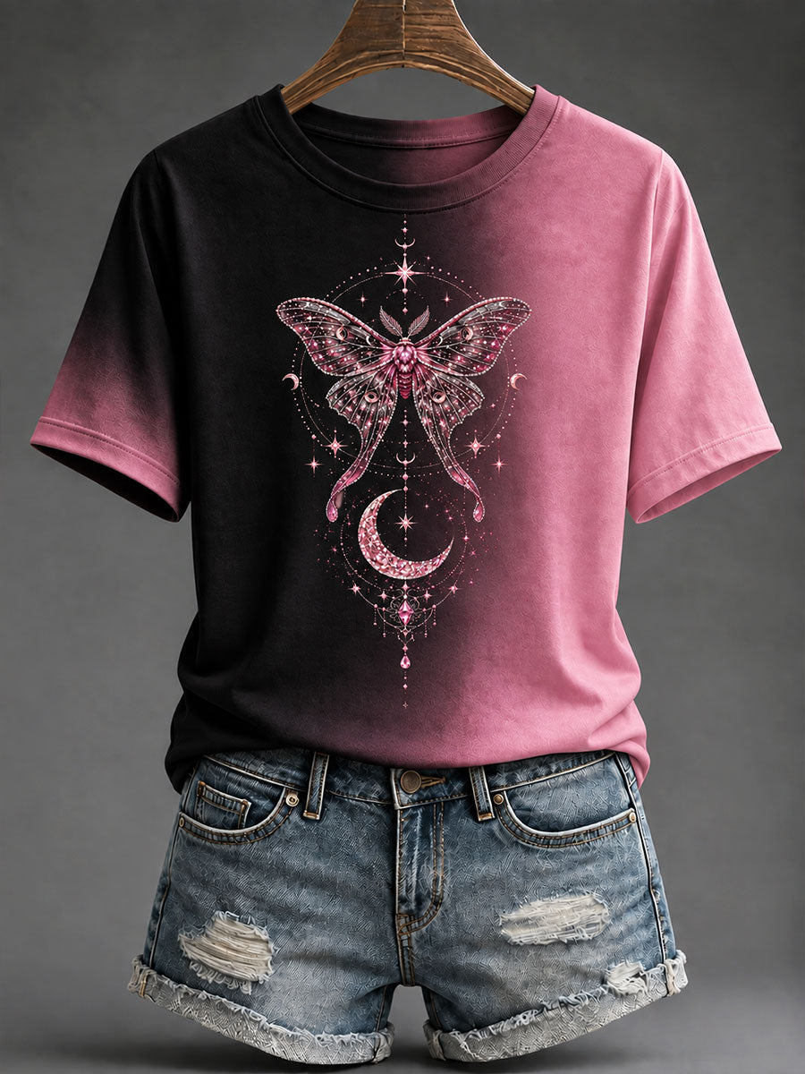 T-shirt rose imprimé de sensibilisation au cancer du sein chez la femme