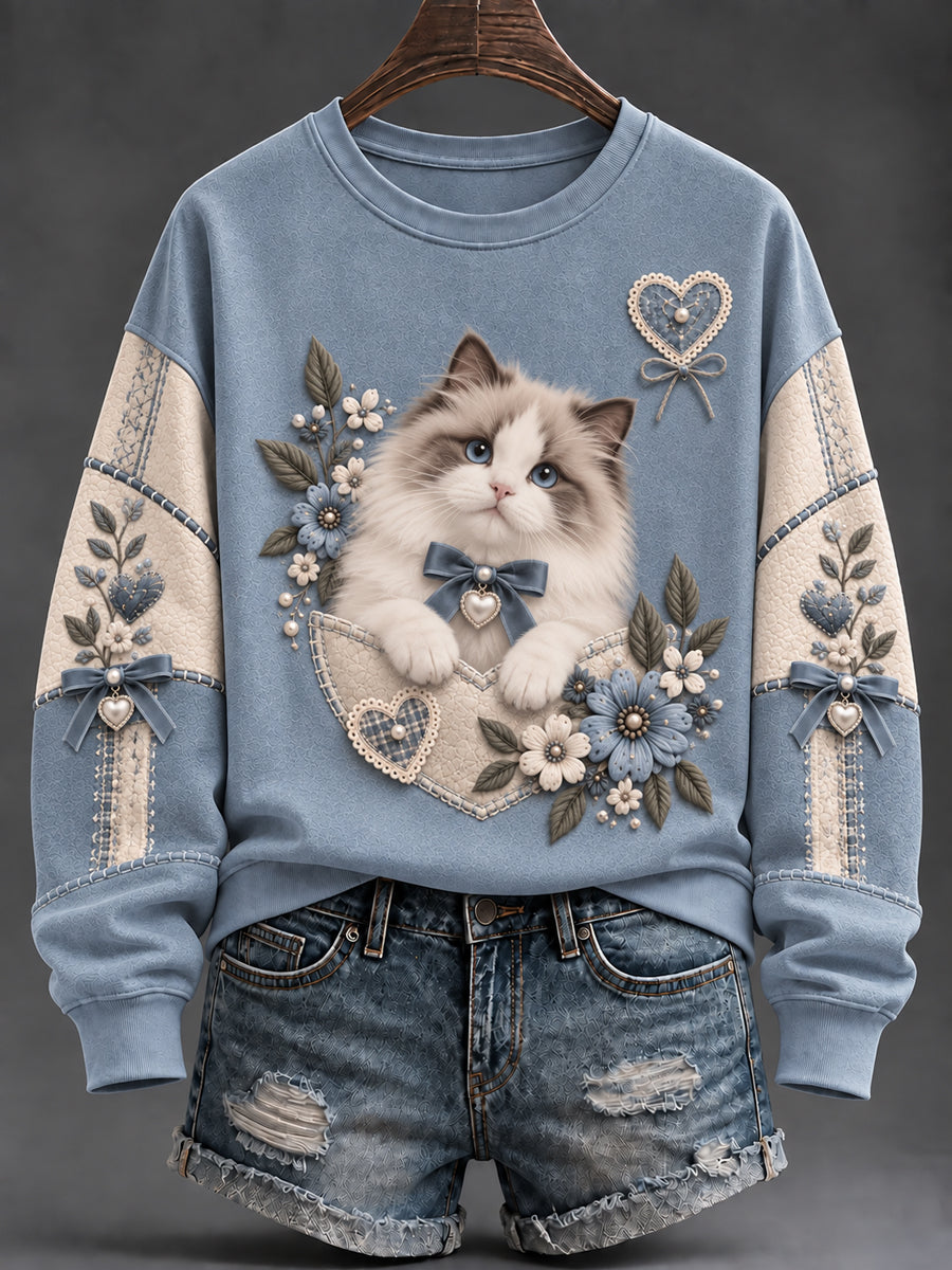 Sweat-shirt femme à imprimé animaux mignon