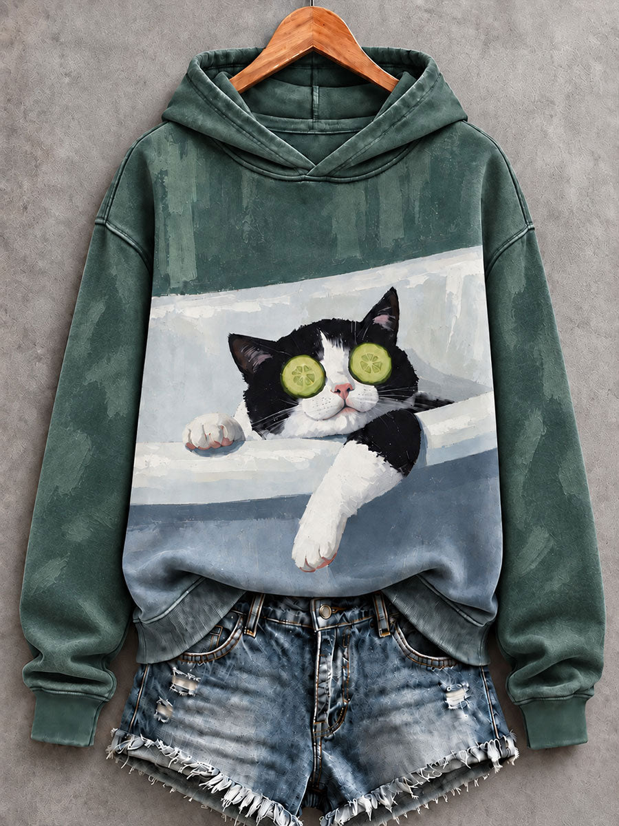 Peinture à l'huile Style Cat Art Regular Sweatshirt Femme
