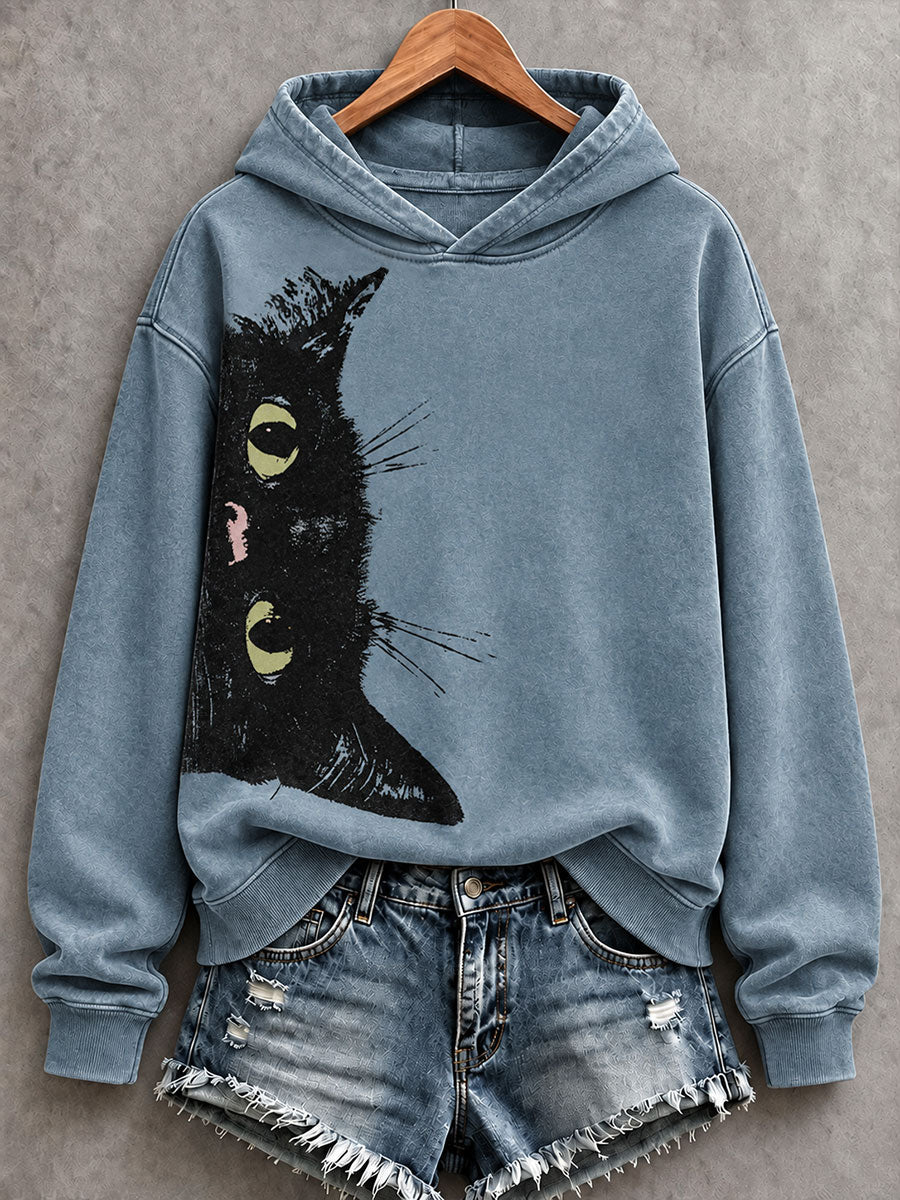 Sweat-shirt classique pour femme, motif artistique de chat dans le style de la peinture à l'huile