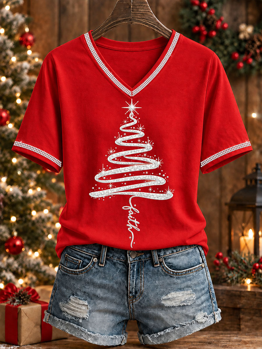 T-shirt décontracté Christmas Faith pour femmes