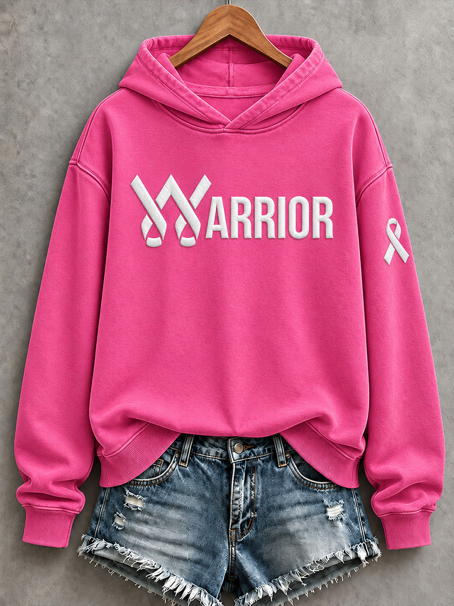 Femmes du cancer du sein Warrior ruban rose Imprimer confortable Hoodie