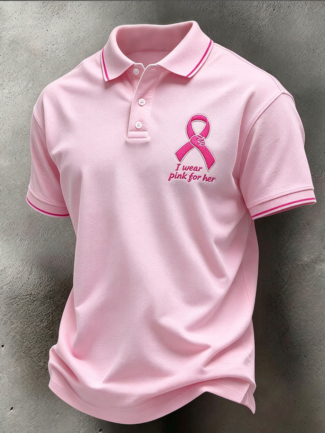 Je porte des hommes rose pour son modèle de causalité manches courtes polo
