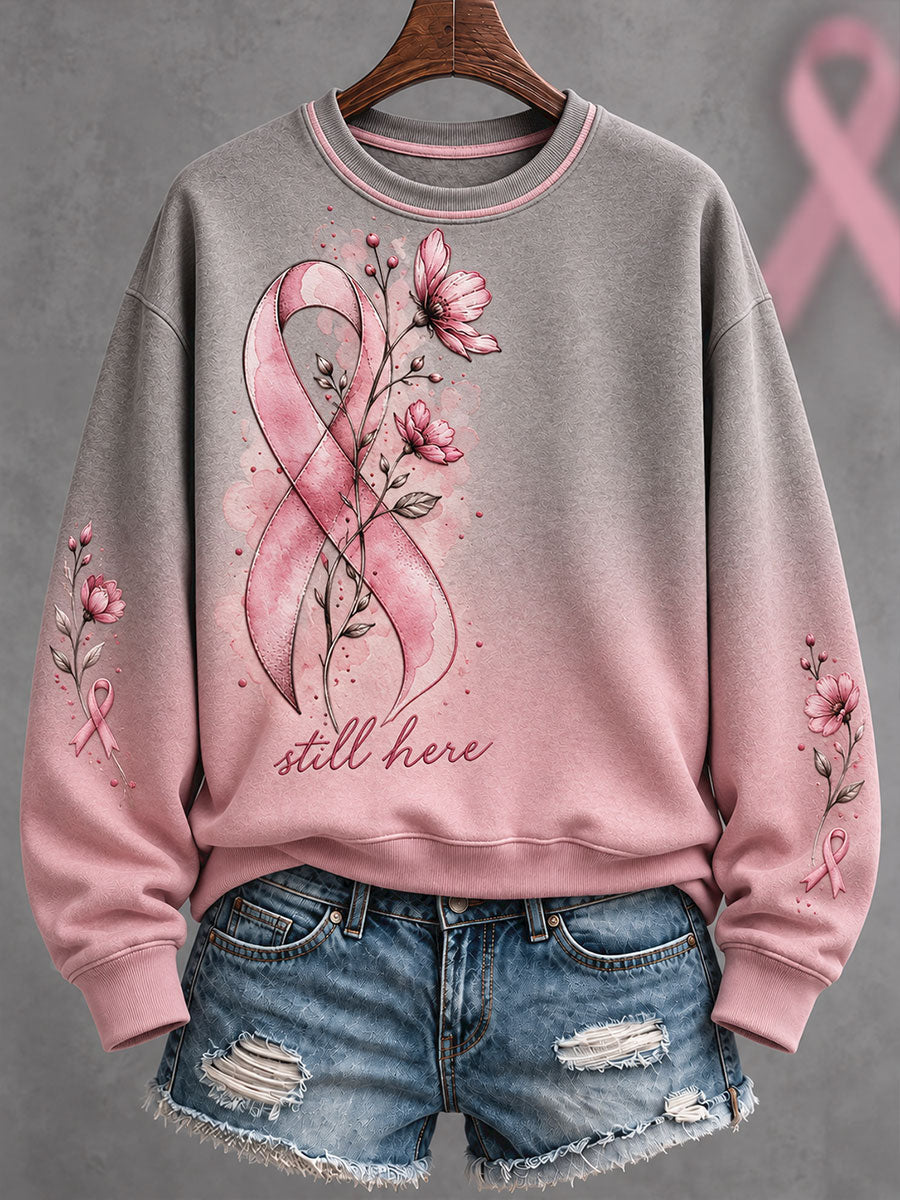 Sweat-shirt imprimé rose pour la sensibilisation au cancer du sein chez les femmes