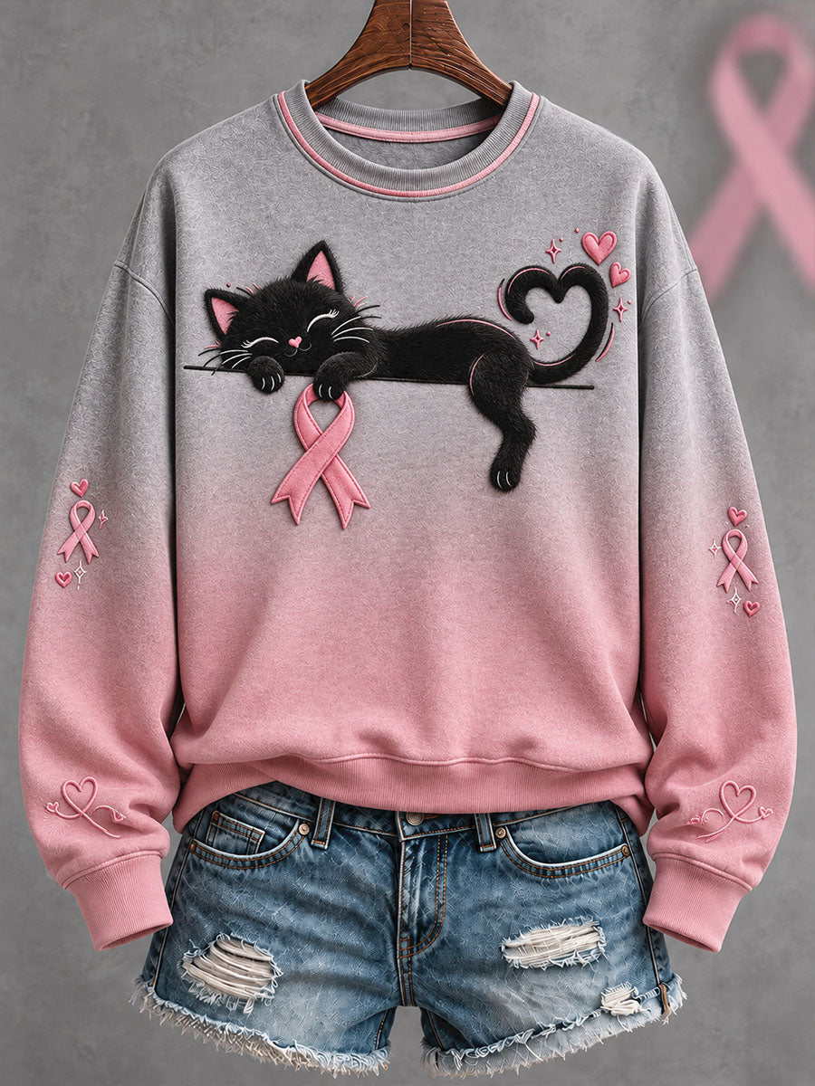 Sweat-shirt imprimé rose pour la sensibilisation au cancer du sein chez les femmes