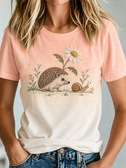 T-shirt à imprimé hérisson mignon pour femmes