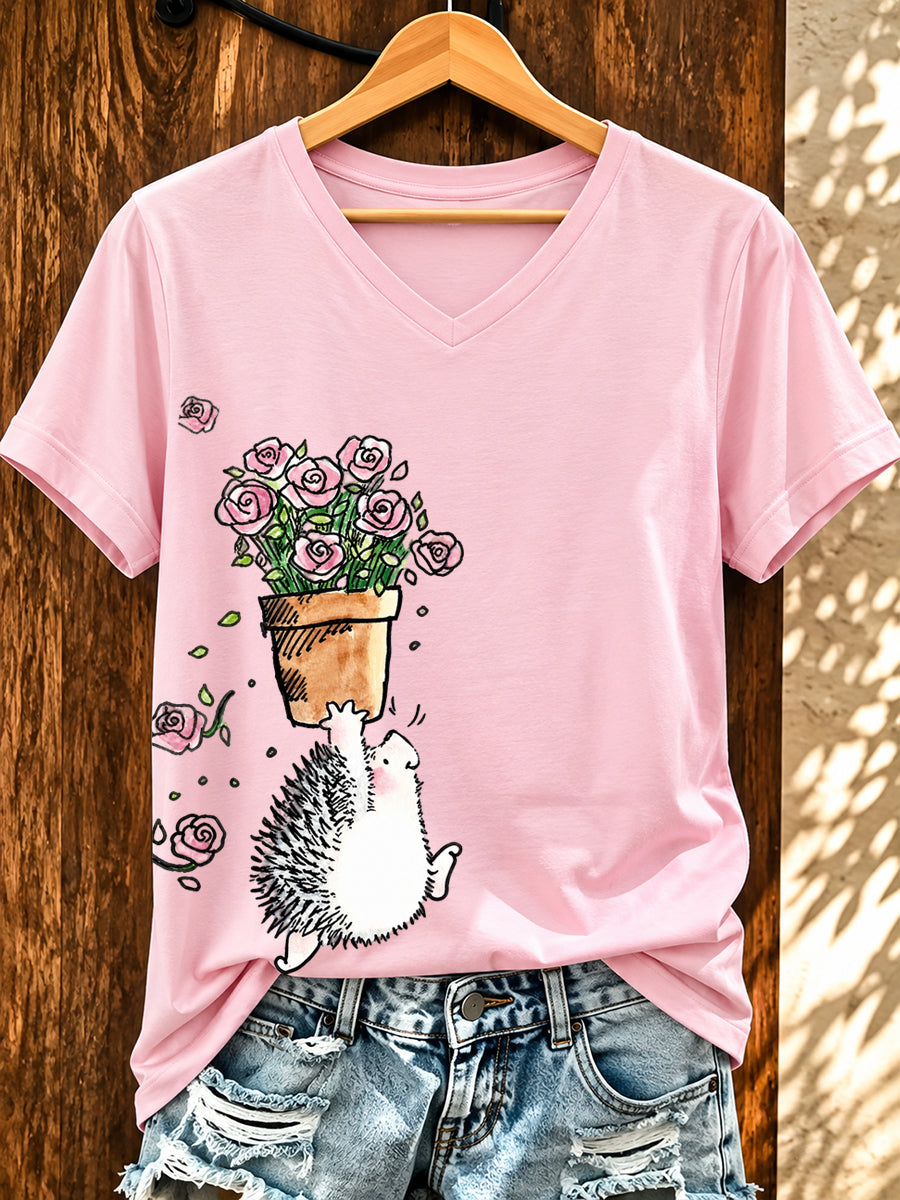 T-shirt humoristique pour femme à imprimé hérisson