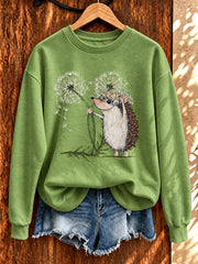Sweat-shirt mignon pour femme à imprimé hérisson