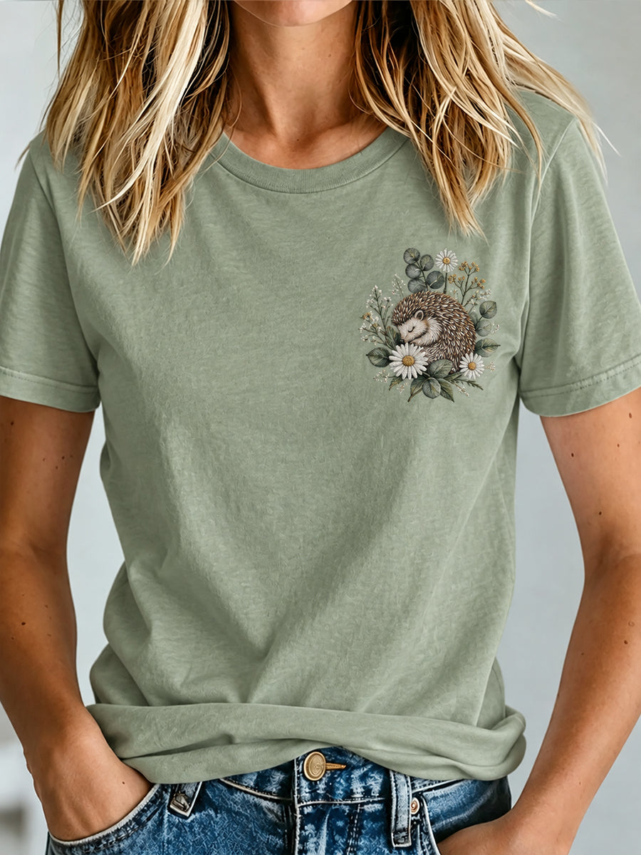 T-shirt mignon pour femme à imprimé hérisson