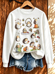 Sweat-shirt mignon pour femme à imprimé hérisson