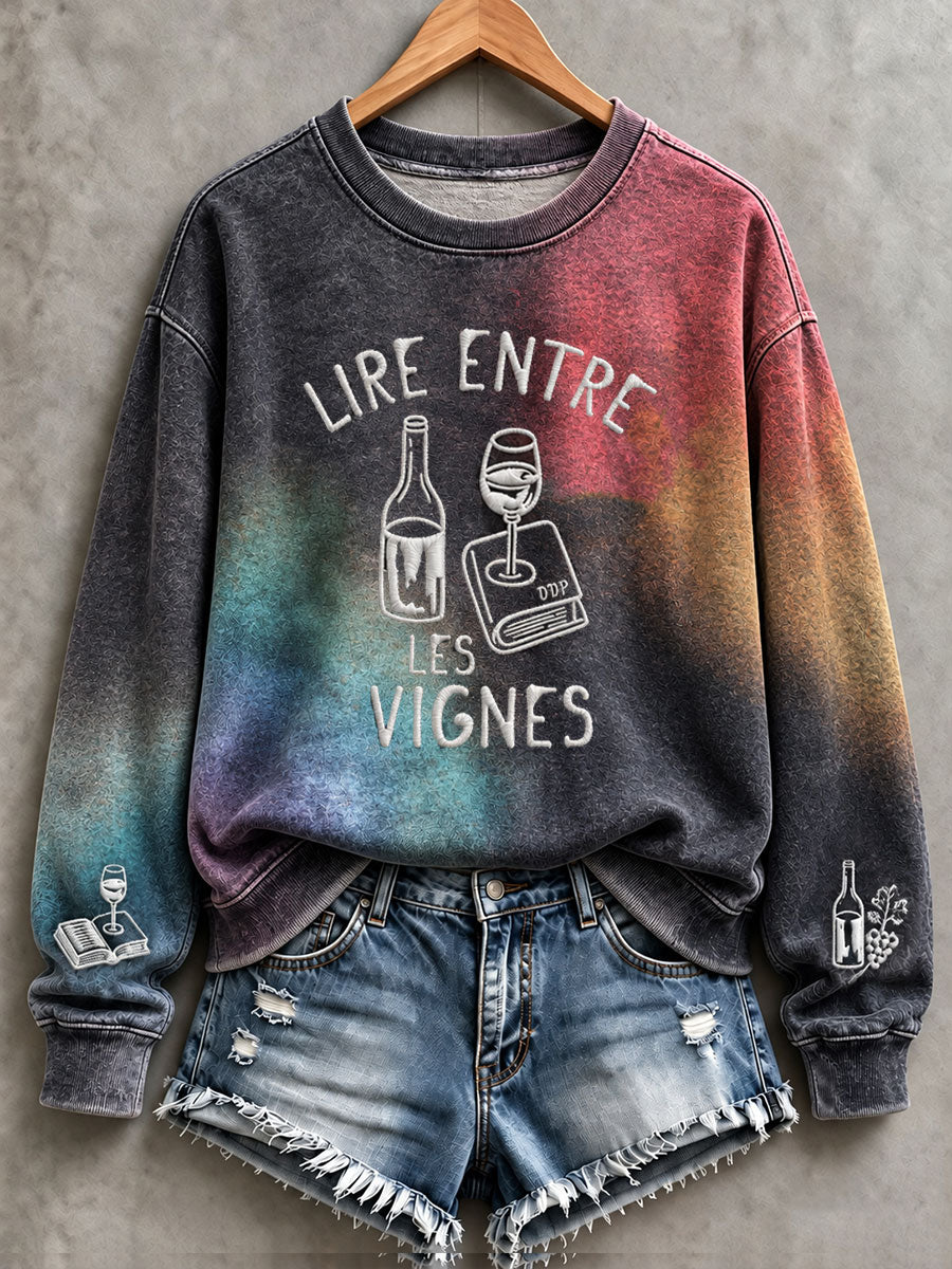 Sweat-shirt femme LIRE ENTRE LES VIGNES, coupe classique