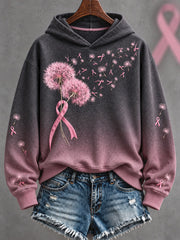 Women's Breast Cancer Awareness Floral Art Imprimé Hoodie