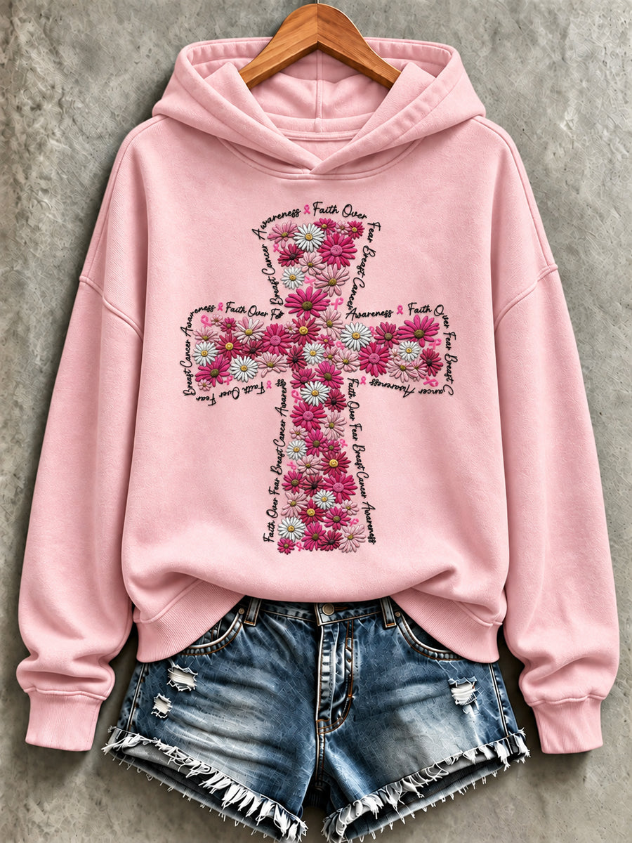 Femmes Breast Cancer Faith Print Sweatshirt