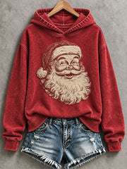 Christmas Santa Print Sweatshirt Femme Régulier