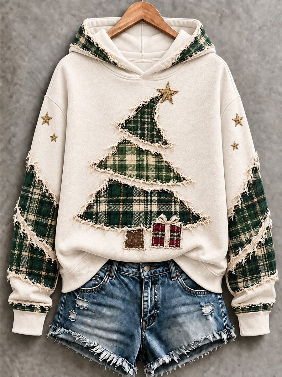 Sweat à Capuche Art de l'Arbre de Noël pour Femme