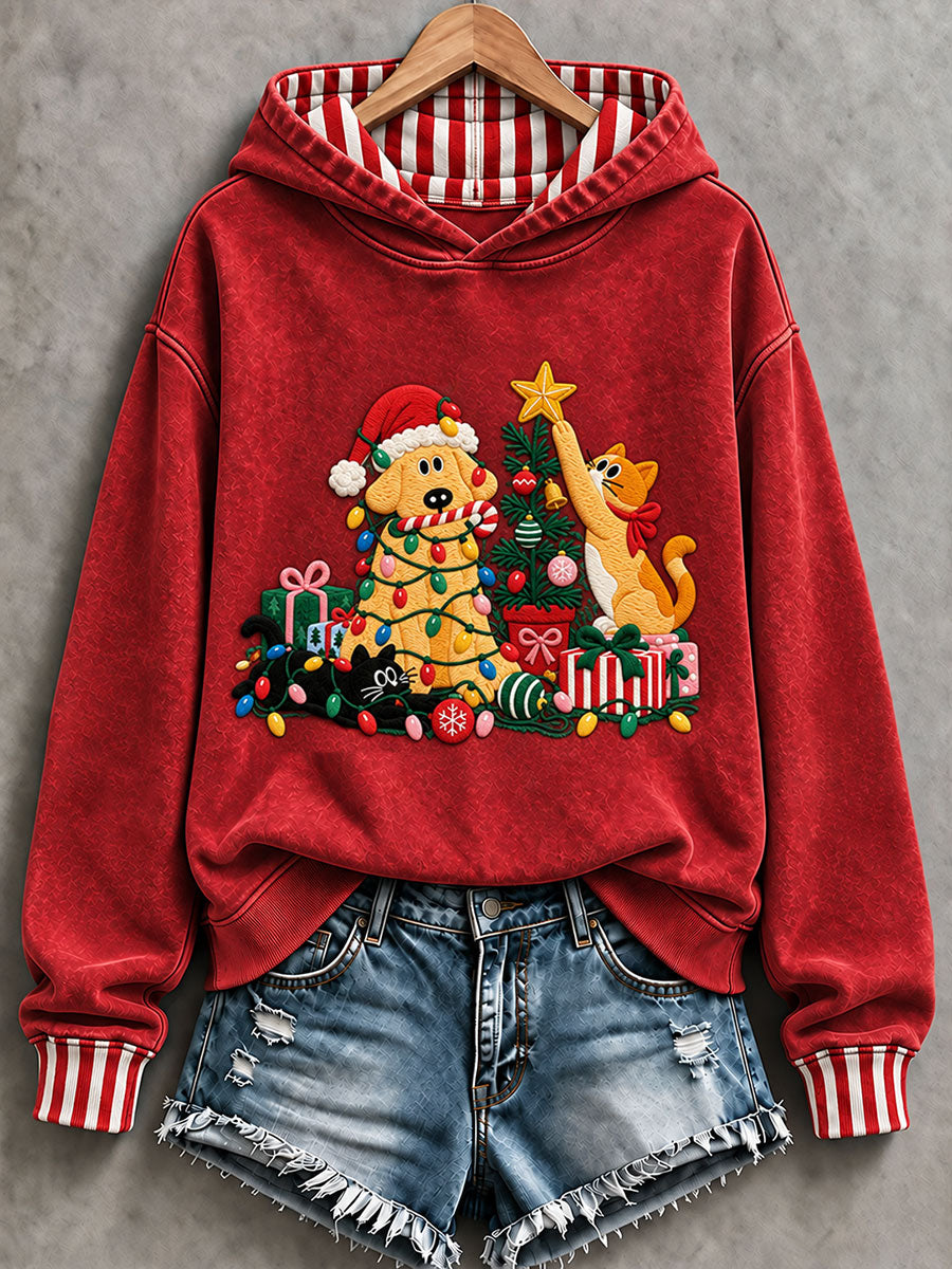 Sweat à capuche régulier pour femme Noël drôle chien Art Print